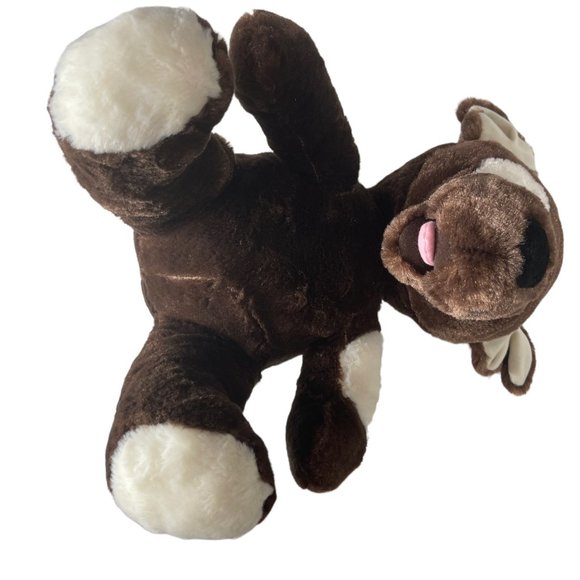 Build-A-Bear Teddy Fudge Pup Plush Brown Ivory Patches 10" - Picture 4 of 9